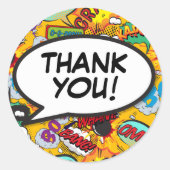 お礼メッセージ音声バブルおもしろい漫画 ラウンドシール (正面)