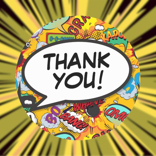 お礼メッセージ音声バブルおもしろい漫画 ラウンドシール