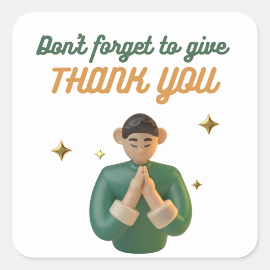 お礼忘れを与え言うな スクエアシール (正面)