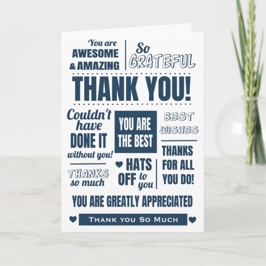 お礼感謝していと感謝 カード (正面)