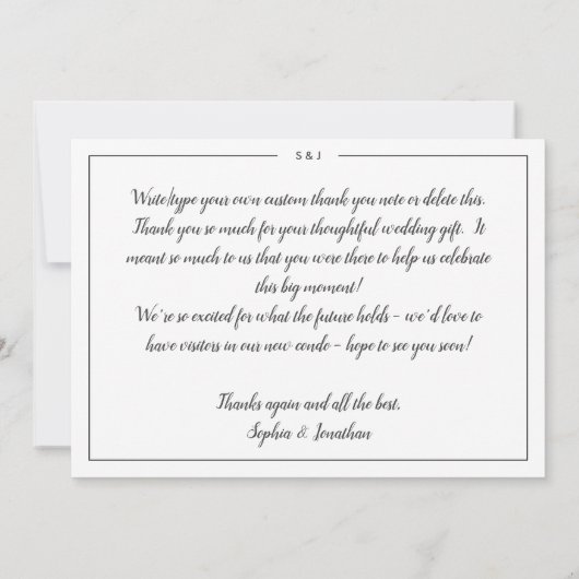 お礼結婚にバックサイド1枚の大きな写真 サンキューカード (裏面)