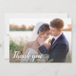 お礼結婚にバックサイド1枚の大きな写真 サンキューカード