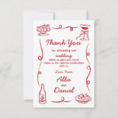 お礼結婚のお洒落手描き サンキューカード (正面)