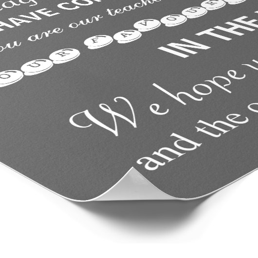 お礼結婚のサインまたはカード – パーティーライト ポスター (角)