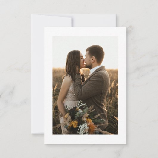 お礼結婚のメッセージ写真ベージュ色ハートカード 招待状 (裏面)