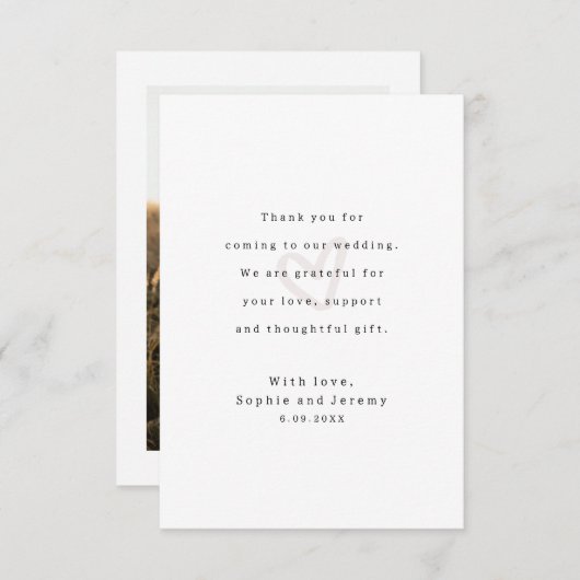 お礼結婚のメッセージ写真ベージュ色ハートカード 招待状 (正面/裏面)