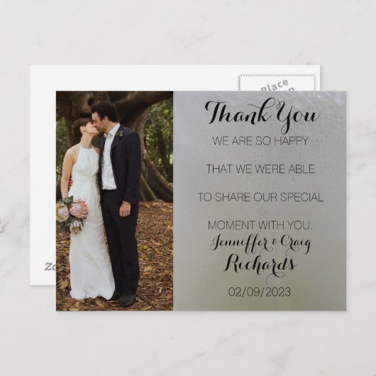 お礼結婚の写真はがき白フローラ ポストカード (正面/裏面)