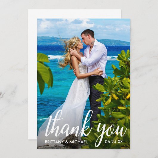 お礼結婚の新郎新婦フォトカード サンキューカード (正面/裏面)