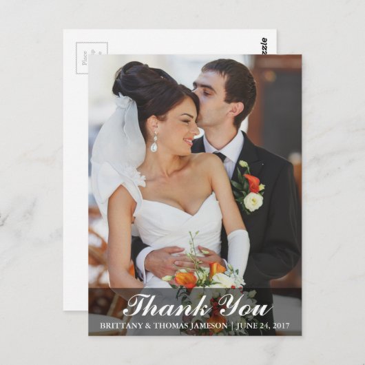 お礼結婚の新郎新婦フォトポストカードWL ポストカード (正面/裏面)
