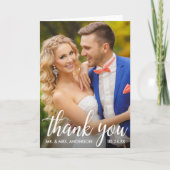お礼結婚の花嫁と花婿の写真折りカード サンキューカード (正面)