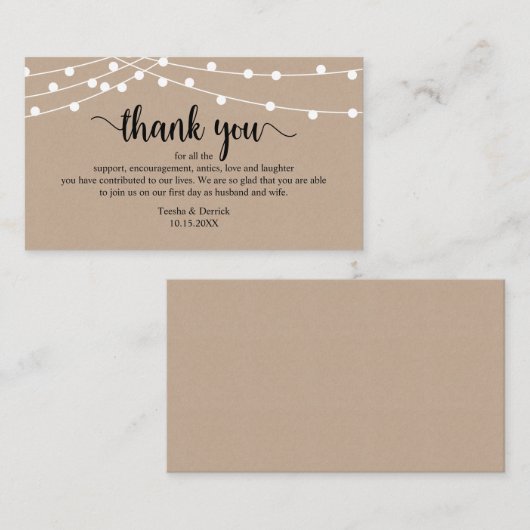 お礼結婚を申し上げモダン素朴る、ブラウン エンクロージャーカード (正面/裏面)