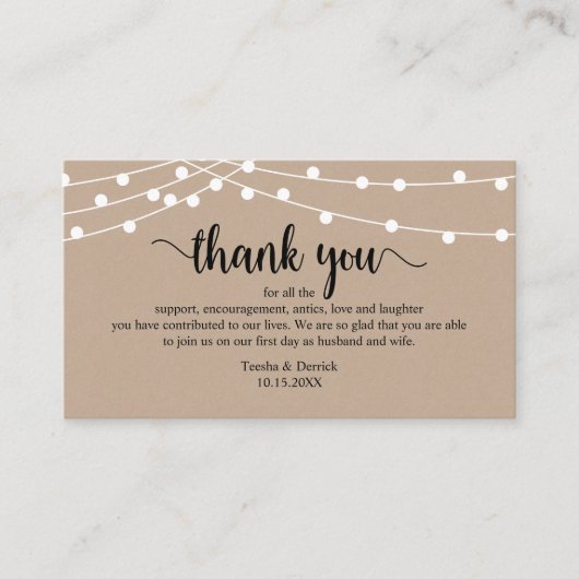 お礼結婚を申し上げモダン素朴る、ブラウン エンクロージャーカード (正面)