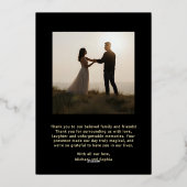 お礼結婚メッセージ2枚の写真ブラックエレガント 箔シーズンカード (裏面)