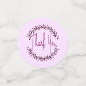 お礼 タイポグラフィー おしゃれ 紫の葉のリース コンフェッティ (スモール正面)