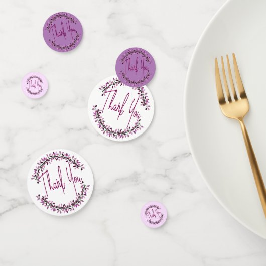 お礼 タイポグラフィー おしゃれ 紫の葉のリース コンフェッティ (グループ)