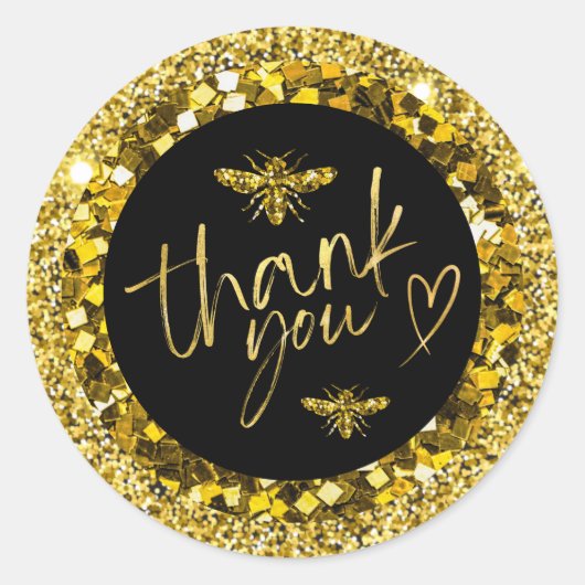 お礼 ビジネス エレガント ブラック ゴールド ラウンドシール (正面)