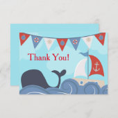 お礼 海辺 ヨット 海 クジラ ありがとう サンキューカード (正面/裏面)