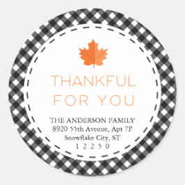 お礼 |白黒の格子縞の感謝祭 ラウンドシール