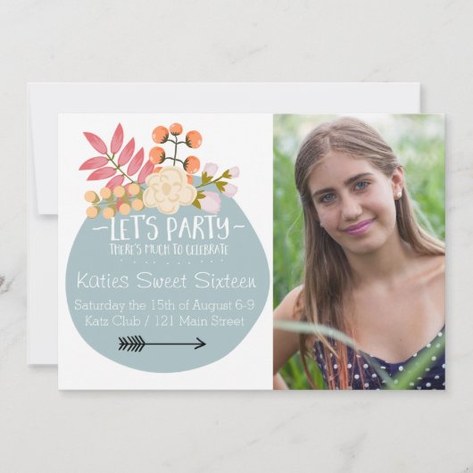 お祝いがいっぱい フラワーパーティーの招待状 招待状 (正面)