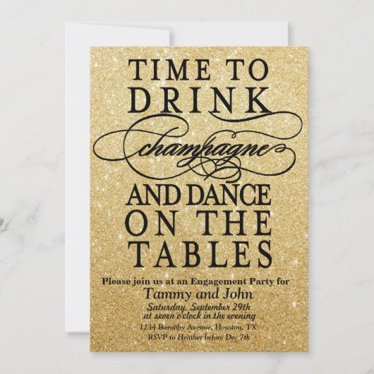 お祝いごと - シャンパンを飲む時間のご招待 招待状 (正面)
