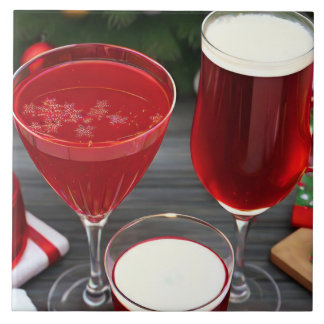 お祝いさくらんぼレッドドリンク タイル