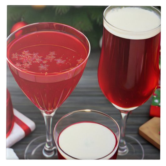 お祝いさくらんぼレッドドリンク タイル (正面)