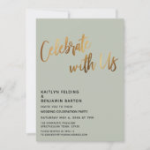 お祝いしましょう ゴールドのウェディング レセプション セージと共に 招待状 (正面)