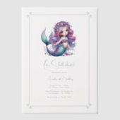 お祝いしようマーメイド誕生日パーティー ベラム紙招待状 (正面)