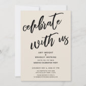 お祝いしよう ウェディングレセプション シンプルなクリーム色 招待状 (正面)