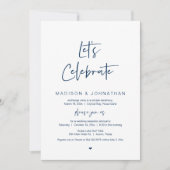 お祝いしよう ネイビーブルー 結婚式 秘密結婚 パーティー 招待状 (正面)