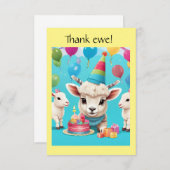 お祝いしよう - ヒツジの赤ちゃん サンキューカード (正面/裏面)