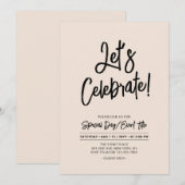 お祝いしよう | ブラックブラシスクリプトイベント＆パーティー 招待状 (正面/裏面)