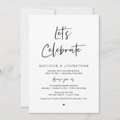 お祝いしよう、ブラック、ウェディング エロープメント パーティー 招待状 (正面)