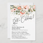 お祝いしよう！ ブラッシュ フローラル フェイク ゴールド コンフェッティ 招待状 (正面)