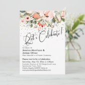 お祝いしよう！ ブラッシュ フローラル フェイク ゴールド コンフェッティ 招待状 (スタンド正面)