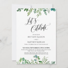 お祝いしよう ユーカリグリーンの歓迎 招待状