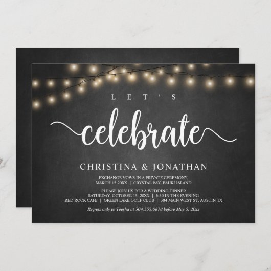 お祝いしよう、ラスティックウェディングエロープメント招待状 招待状 (正面/裏面)