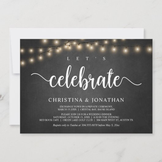 お祝いしよう、ラスティック ウェディング エロープメント インビテーション (正面)