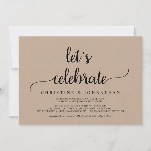 お祝いしよう! ラスティック クラフト 秘密結婚パーティー 招待状 (正面)