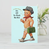 お祝いしよう！レトロな退職パーティーの招待状 招待状 (スタンド正面)