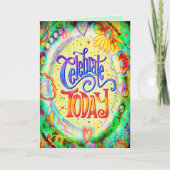 お祝いしよう 今日のかわいい花柄 おしゃれな黄色 カード (正面)