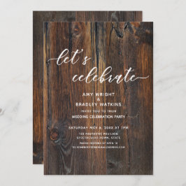 お祝いしよう 木目の手書きスクリプト 招待状