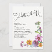 お祝いしよう 水彩のワイルドフラワー レセプション 招待状 (正面)