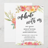 お祝いしよう 私たちと ペイントされた花のウェディングレセプション 招待状 (正面/裏面)