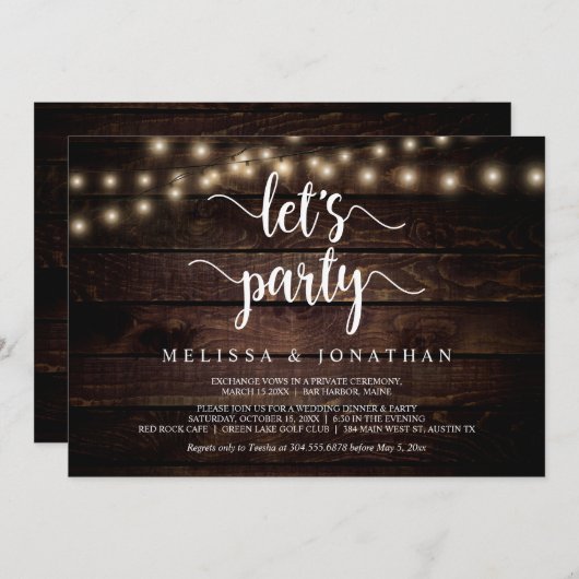 お祝いしよう、農村ウェディングエロープメントパーティー 招待状 (正面/裏面)