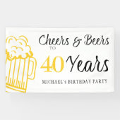 お祝いとビールで40年のタイポグラフィー誕生日 横断幕 (横)