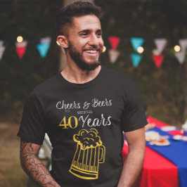 お祝いとビールで40年のタイポグラフィー誕生日 Tシャツ
