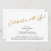 お祝いと共に 筆記体 ゴールド ベーシック 受付 招待状 (正面/裏面)