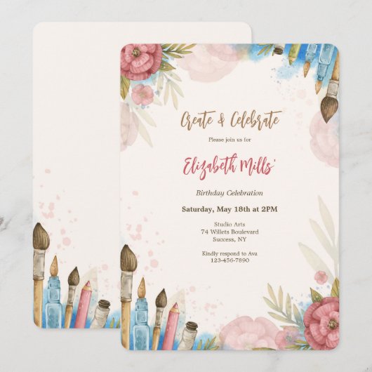 お祝いと創造 招待状 (正面/裏面)