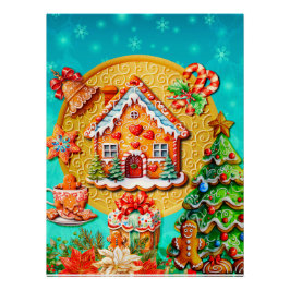 お祝いと私のカスタムクリスマスジンジャーブレッド ポスター